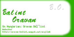 balint oravan business card